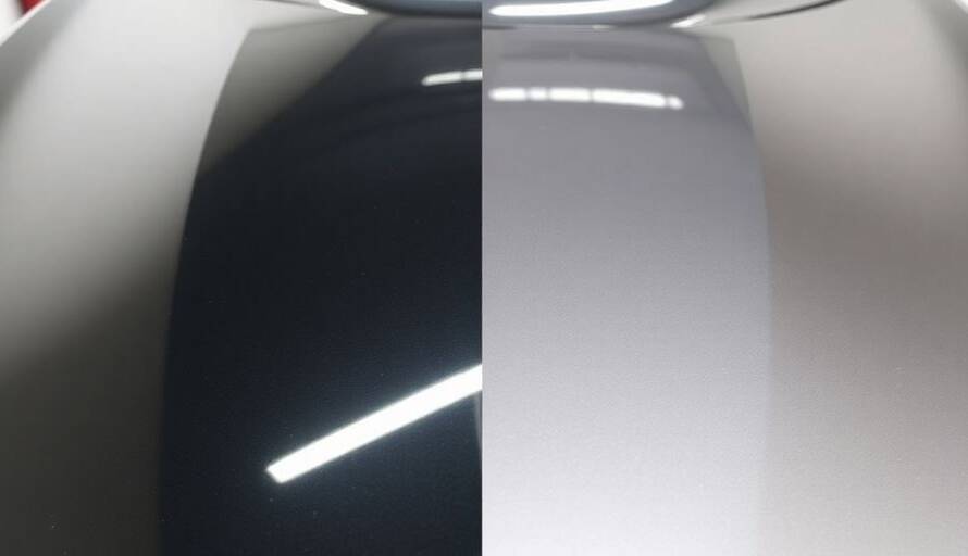 Dichtbij een auto met wax en keramische coating.