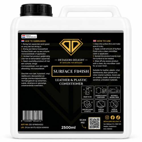 DETAILERS DELIGHT SURFACE FINISH – LEATHER & PLASTIC CONDITIONER 2.5L