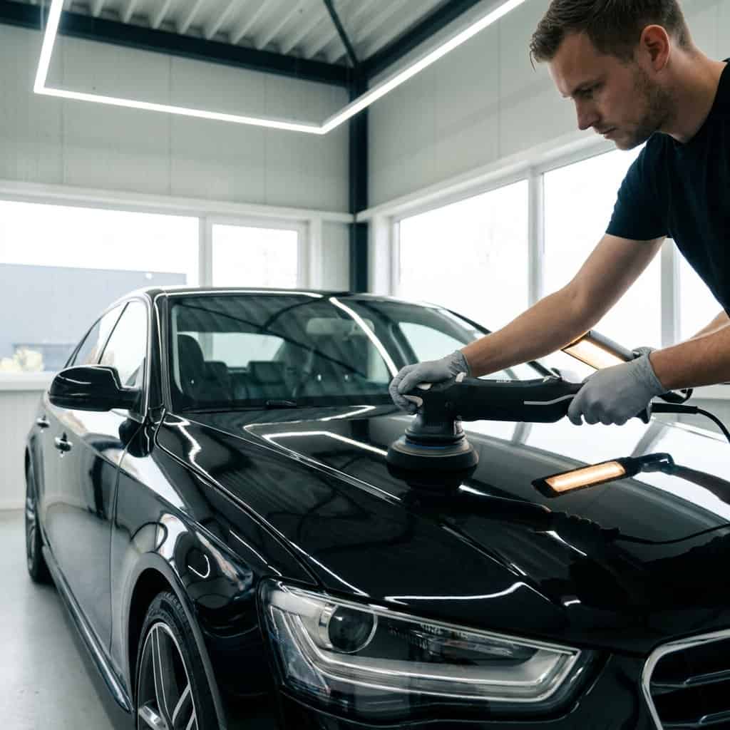 Zwarte auto polijsten zonder hologrammen