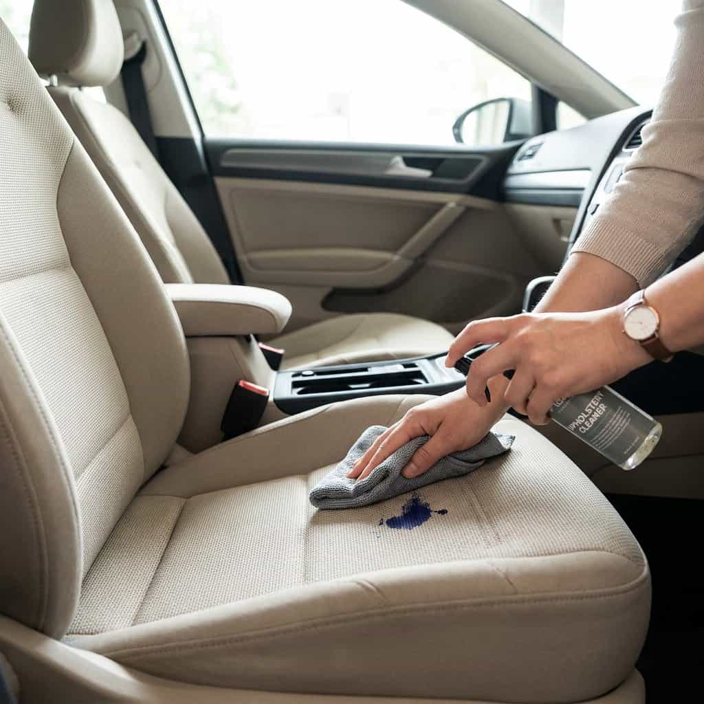 Inkt en penstrepen verwijderen uit autobekleding